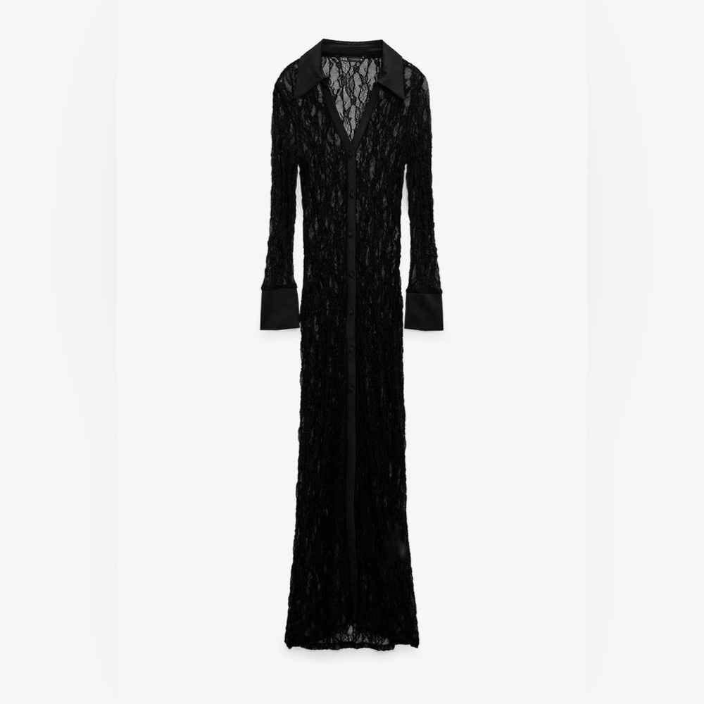 Zara Black Lace Shirt Dress